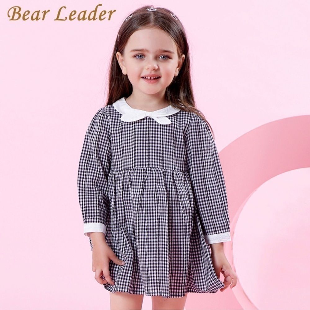 BEAR LEADER  Plaid Dress w/sailor bow. 4T